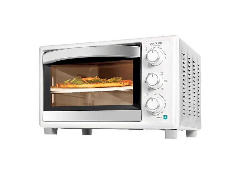 Horno compacto - Cecotec Bake&Toast 2600 White 4Pizza, 26 L, 1500 W, Convección, Piedra para pizza, 6 funciones, Luz interior, Blanco