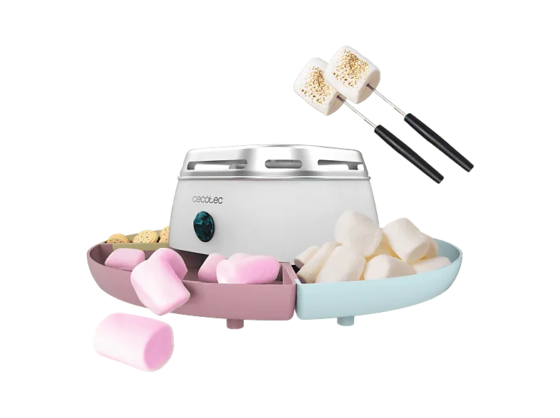 Máquina para calentar marshmallows - Cecotec Fun&Sugar Marshmallow, 270 W, Calentador eléctrico, 4 compartimentos, Blanco
