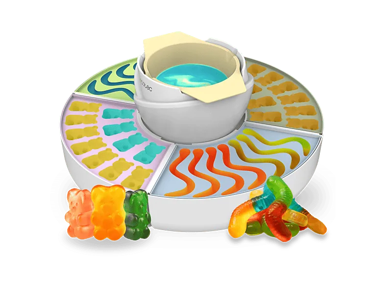 Máquina de gominolas - Cecotec Fun&Sugar Gummy, 40 W, 2 en 1, Golosinas, Fondue, Incluye moldes silicona, Blanco