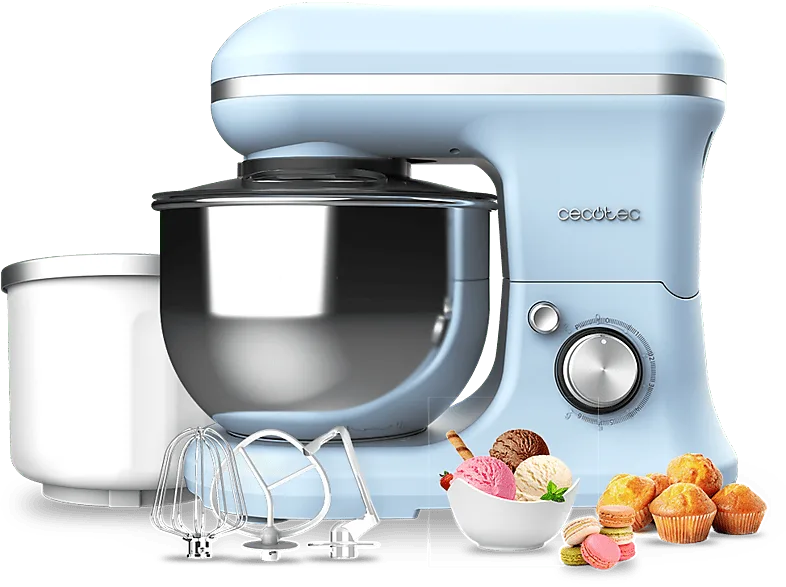 Robot amasador - Cecotec Cecomixer Merengue 5L 1200 Ice-Cream Blue, W, 5L, 6 velocidades, Movimiento planetario, Incluye heladera, Blue