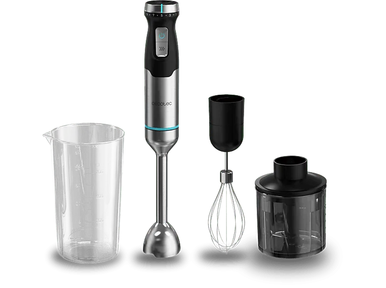 Batidora de mano - Cecotec Power Pulsar 2300Max Cream&Crush, 2300 W, Cuchillas 4 Hojas Acero Inoxidable, Pie Xl Extralargo, Gris