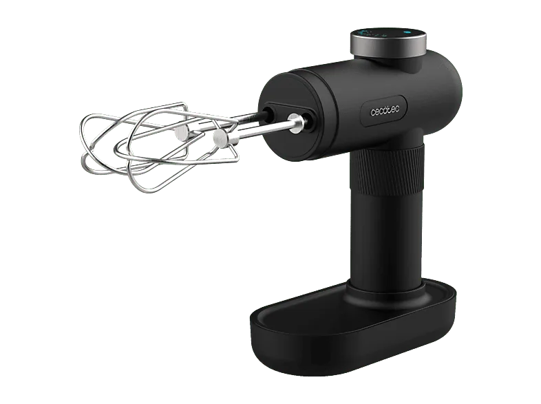 Batidora de mano - Cecotec PowerTwist Battery, 50 W, Recargable USB, 40 min, 6 velocidades, Display LED, Negro