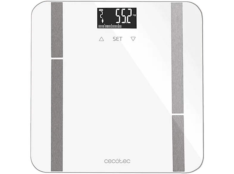 Báscula analizador de fitness - Cecotec Surface precision 9400 Full Healthy, Alta precisión, Pantalla LCD invertida, 180 kg, Cinta métrica, White