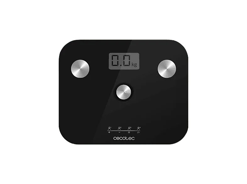 Báscula inteligente - Cecotec Surface Precision EcoPower 10100 Full Healthy Black, Peso máximo 180 kg, Negro