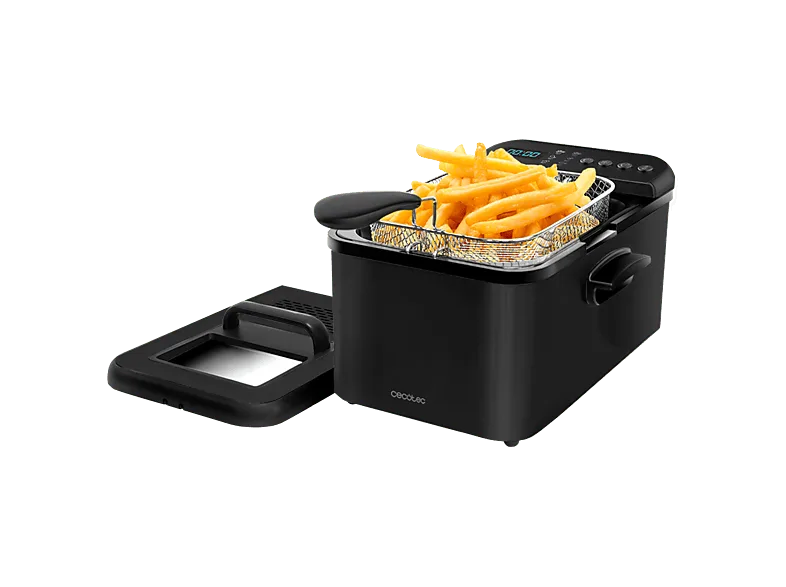 Freidora con aceite - Cecotec Cleanfry Luxury 4000, 4,2 L, 3270 W, Acero Inoxidable, 5 Programas Preestablecidos, Filtro OilCleaner, Negro