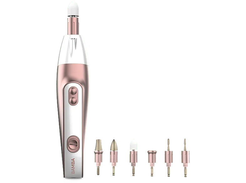 Set de manicura y pedicura - Cecotec Bamba PinkyCare 700 Perfect Nails , Manos pies, 5 velocidades, 2 sentidos giro, Incluye estuche, Blanco