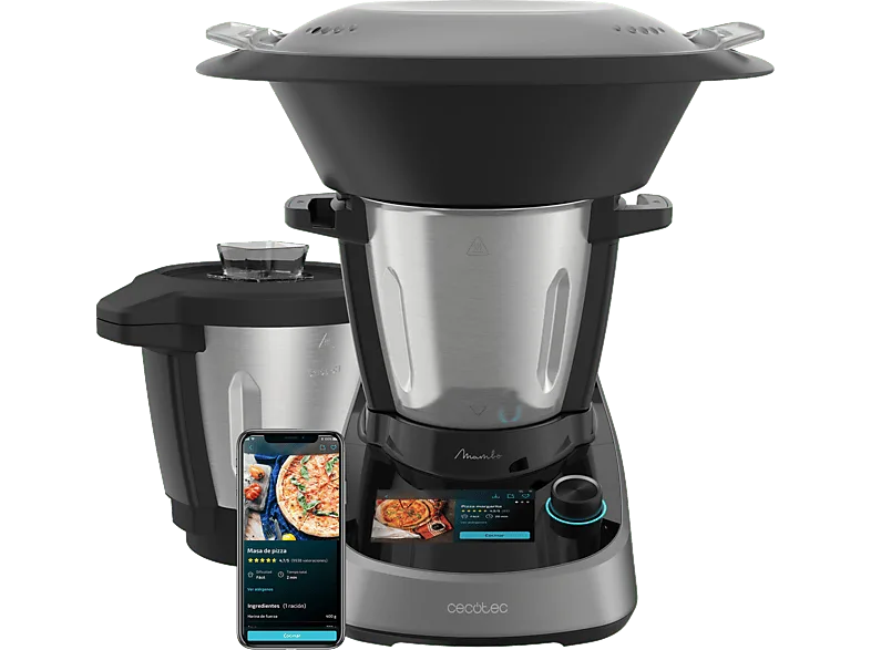 Robot de cocina - Cecotec Mambo Touch con Jarra Habana, 1600W, 3.3 l, 37 Funciones, Wi-Fi, TFT 5”, Negro