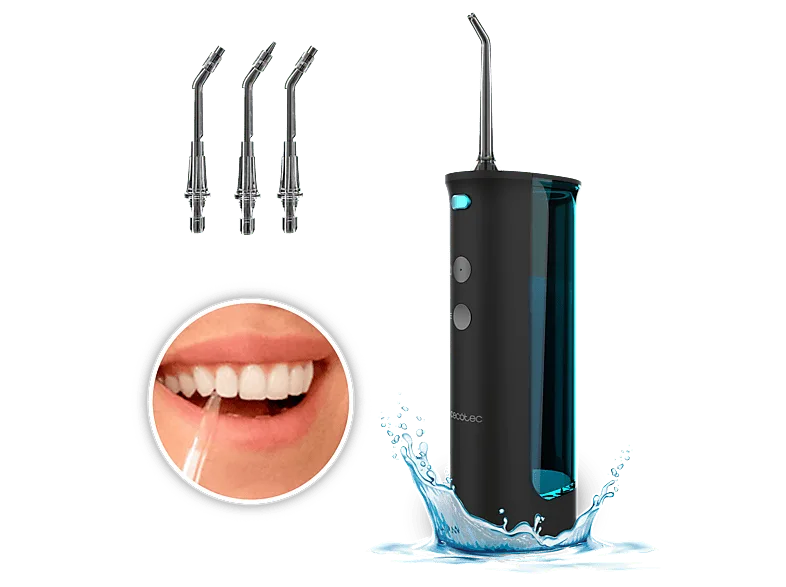 Irrigador - Cecotec ToothCare Jet Fresh, 3 Niveles de intensidad: Normal, pulse y soft, 1200 rpm, Temporizador, 20 días autonomía, Negro