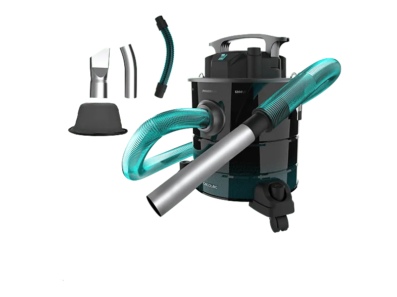 Aspirador sin bolsa - Cecotec Conga Ash 5000 Free, 1200 W, 20L, Depósito acero inoxidable, 18kPa, Boquilla 38mm, Extreme Suction, Negro