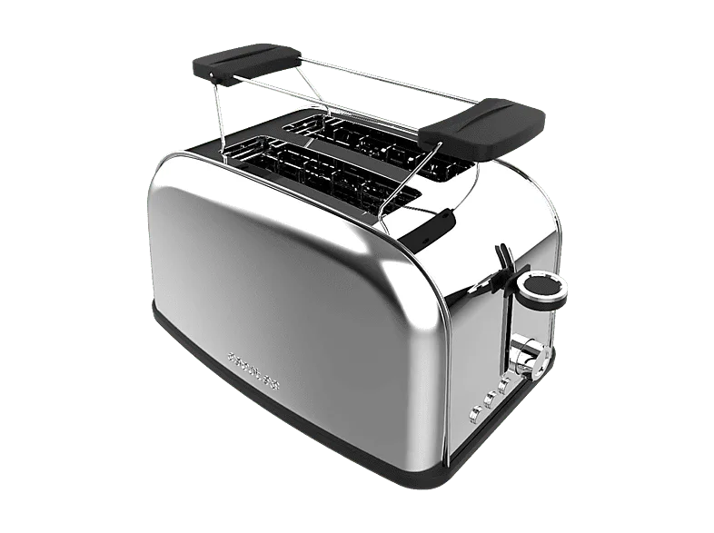 Tostadora - Cecotec Toastin' time 850 Inox, Tostador con ranura ancha, 850W, Soporte, 7 niveles, Recalentar, Descongelar, Acero inoxidable, Plata