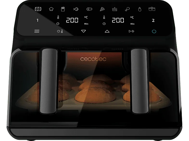 Freidora de aire - Cecotec Cecofry Advance 9000 Window, 2200 W, 9 L, Doble Cesta, 4.5 6 Modos, Negro (imagen 1 de 3)