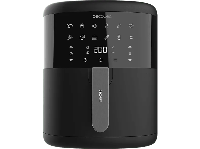 Freidora de aire - Cecotec Cecofry Bombastik 6000, 1700 W, 6 L, 80-200 ºC, 12 modos, Temporizador, Negro (imagen 1 de 3)
