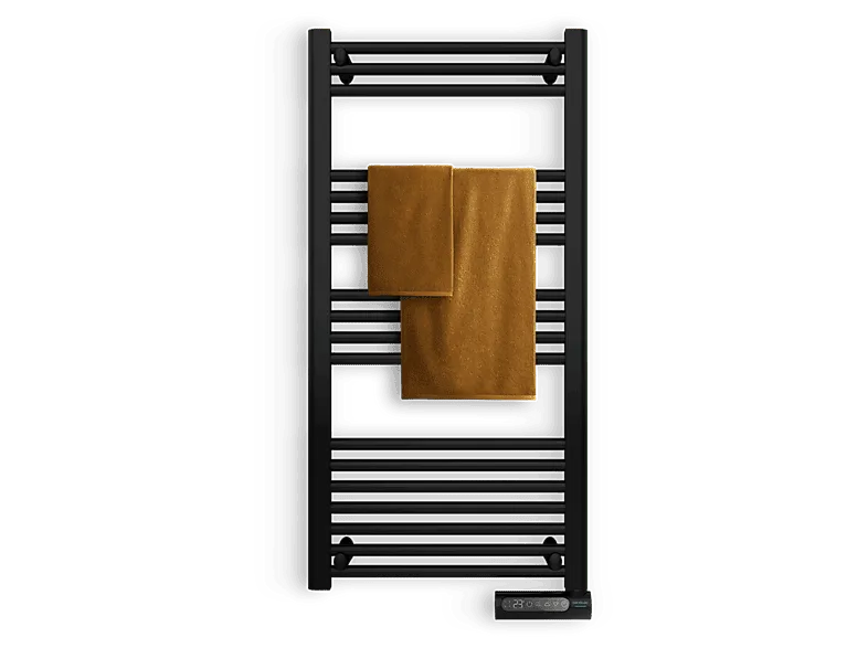 Toallero eléctrico - Cecotec Ready Warm 9200 Smart Towel Black, 750 W, Programador semanal, Control táctil, IP24, Negro