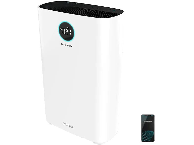Purificador de aire - Cecotec TotalPure 7500 Connected, 60 W, 200 m³, 4 velocidades, LED, Wi-Fi, Blanco