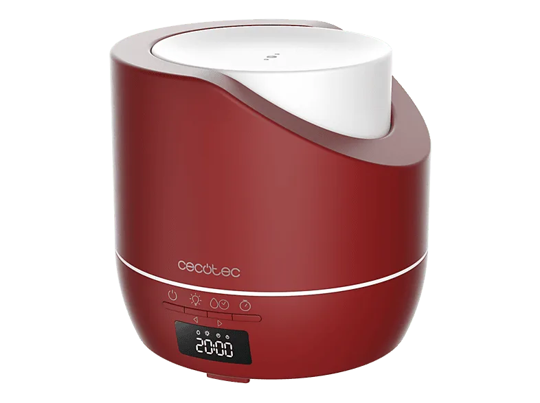 Humidificador - Cecotec PureAroma 500 Smart Garnet, 500ml, Pantalla LED, Temporizador 12h, Despertador, Cobertura 30m2, Rojo