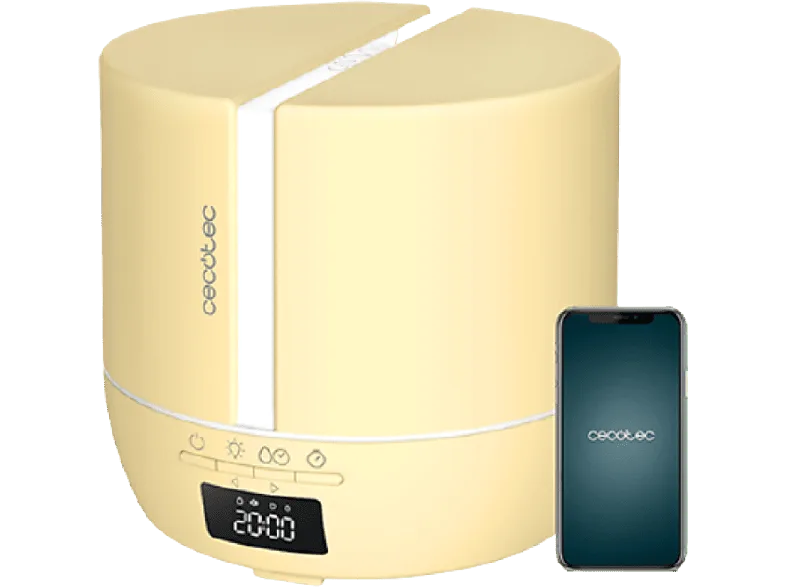 Humidificador - Cecotec PureAroma 550 Connected SunLight, 0.5 l, 30 m², 5 ml/h, Temporizador, Crema
