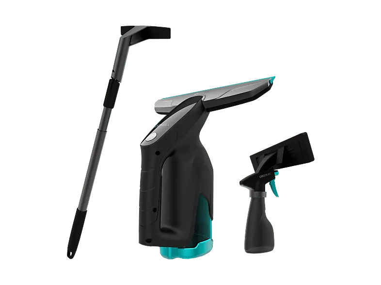 Limpiacristales - Cecotec Conga Popstar Glass Titanium, 100 ml, 40 min, 18 V, 3 en 1, Pulverizador, Boquillas intercambiables, Tubo extensible, Negro