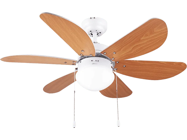 Ventilador de techo - Cecotec EnergySilence Aero 360, 50 W, 6 Aspas, 3 Velocidades, Con iluminación, Marrón