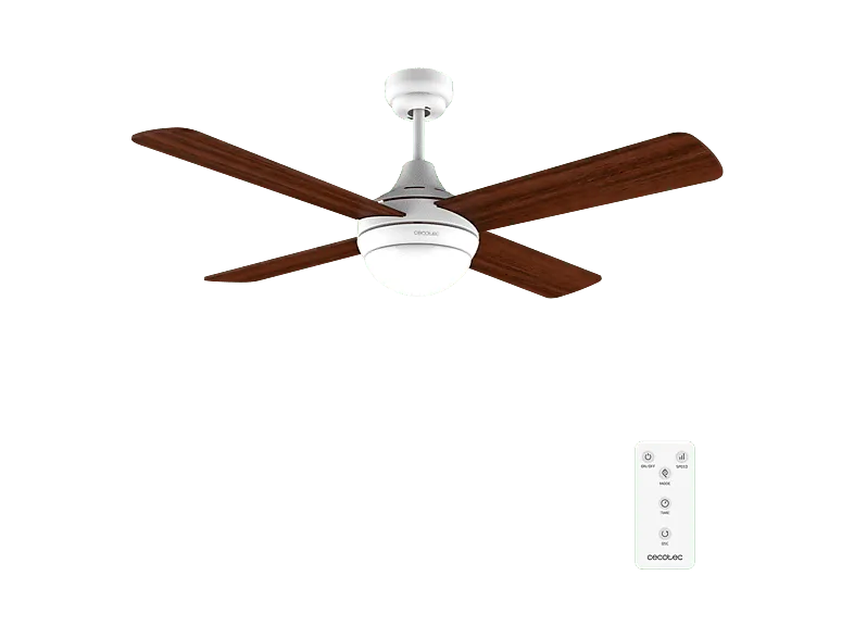 Ventilador de techo - Cecotec EnergySilence Aero 4250 Fresh, 55W, Luz LED 3 tonos, Mando, Temporizador 8h, vel, 4 aspas reversibles, Marrón (imagen 1 de 3)