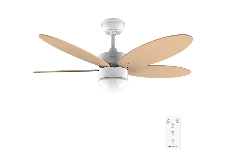 Ventilador de techo - Cecotec EnergySilence Aero 4260 Orange, Luz LED 3 tonos, Mando, Temporizador 8h, 6 velocidades, Aspas reversibles, Naranja