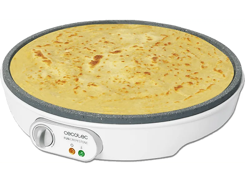 Crepera - Cecotec Fun Crepestone, 1000 W, 30.5cm, Revestimiento RockStone, Libre de PTFE y PFOA, Blanco
