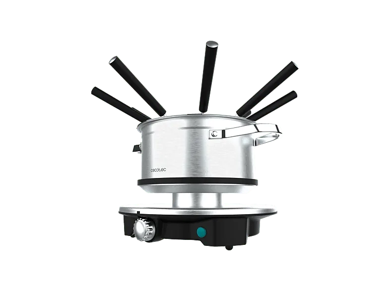 Fondue - Cecotec Eléctrica Fun Gourmetfondue Advance, 1500 W, 1.7 l, 8 Tenedores, Acero Inoxidable