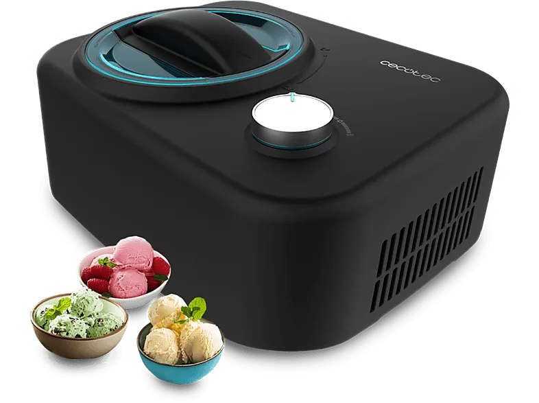 Heladera - Cecotec Gelacy 800, 100W, 0.8L, Compresor, Función enfriamiento, Helado en 60 min, Cuenco extraíble, Negro