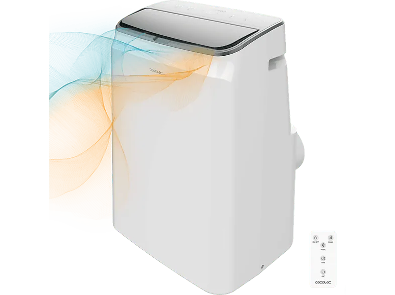 Aire acondicionado portátil - Cecotec ForceClima 14600 Soundless Heating, 14000 BTU/h, 28 m², Bomba de calor, 5 modos, 3 velocidades, Mando, Blanco