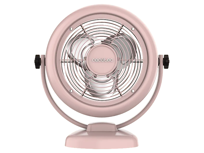 Ventilador de sobremesa - Cecotec EnergySilence 800 RetroDesk, Estilo retro, 20 W, 2 velocidades, Inclinación ajustable, 3 aspas, Rosa