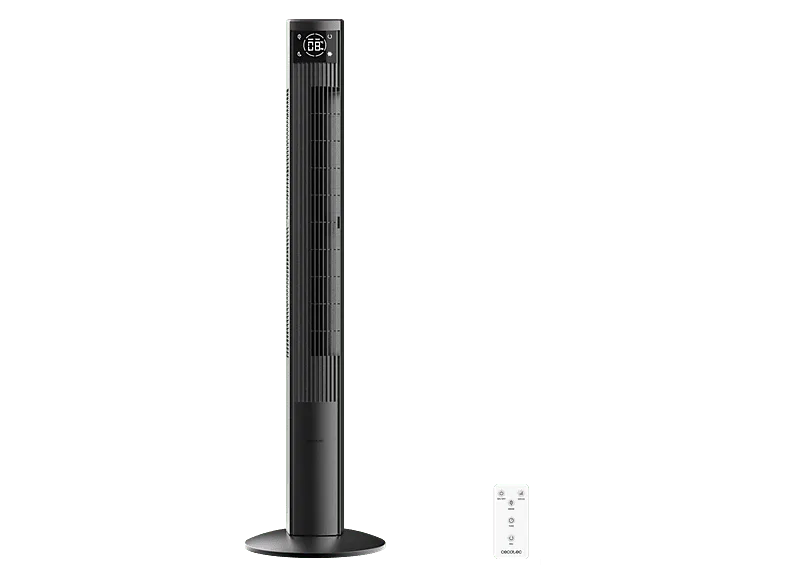 Ventilador de torre - Cecotec EnergySilence 9090 Skyline Ionic, Ionizador, Motor DC, oscilación 70º, Control táctil y remoto, Display digital, Negro