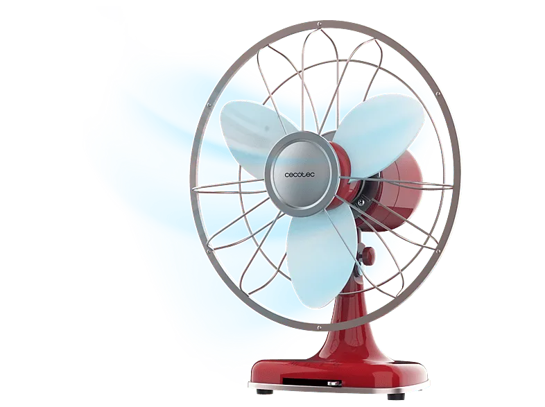 Ventilador de sobremesa - Cecotec EnergySilence 1090 RetroDesk Design, 40W, 30 cm (12"), 3 velocidades, Oscilante, Estilo retro, Multicolor