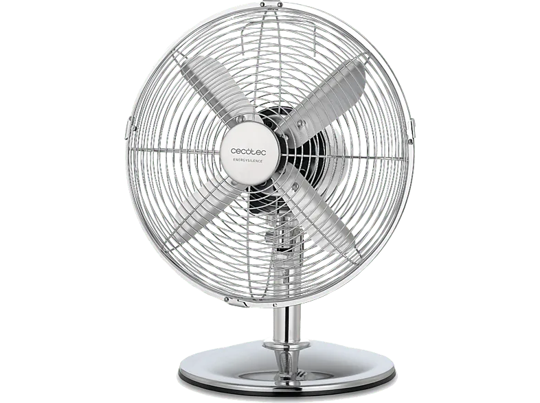 Ventilador de sobremesa - Cecotec EnergySilence 620 RetroDesk, 40 W, 4 aspas, 3 velocidades, Oscilación, Plata