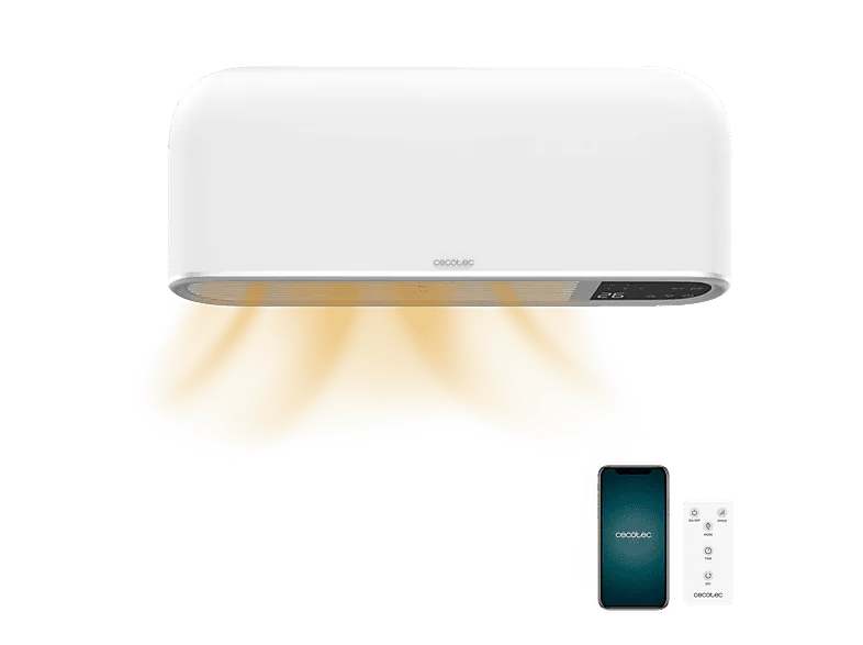 Calefactor cerámico - Cecotec ReadyWarm 2000 Max Box Ceramic Connected, W, WiFi, IP22, 20 m², Pantalla LED, Temporizador 9 h, Blanco