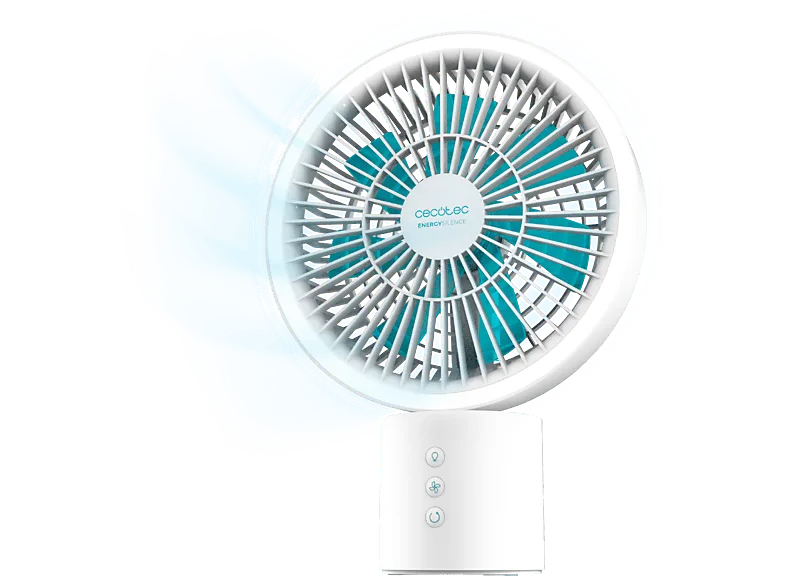 Ventilador de sobremesa - Cecotec EnergySilence 8000 Portable Light Desk, Batería mAh, 8", Oscilación, Luz LED 3 tonos, 4 velocidades, Blanco