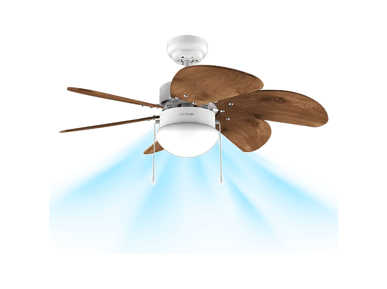 Ventilador de techo - Cecotec EnergySilence Aero 365, 50 W, Motor cobre, 3 velocidades, 6 aspas reversibles y modo invierno/verano, Blanco madera