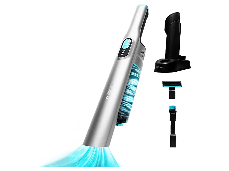 Aspirador de mano - Cecotec Conga Rockstar Micro Essential, 90 W, Ultraligero, 13 kPa, 40 min, 2 modos, Accesorio 2en1, Tapicería, Autocarga, Silver