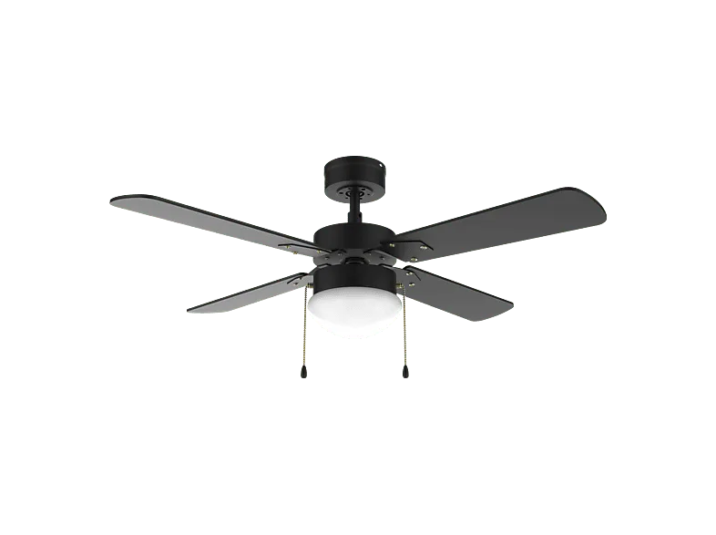 Ventilador de techo - Cecotec EnergySilence Aero 450 FullBlack, Motor cobre 50W, Luz integrada, 4 aspas, 3 velocidades, Control cadena, Negro (imagen 1 de 3)