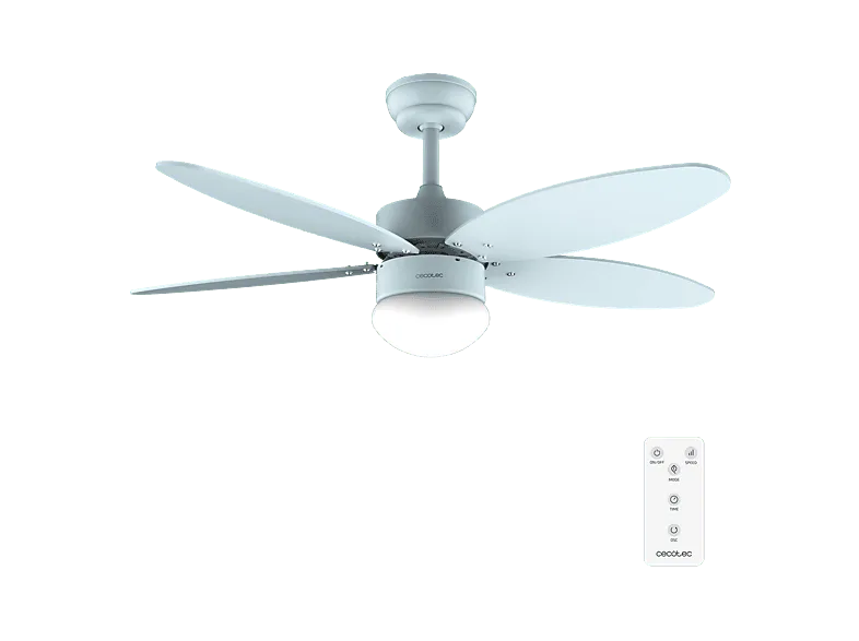 Ventilador de techo - Cecotec EnergySilence Aero 4260 Full Sky, 40W 42” con luz LED 3 tonos, Mando, Temporizador 8h, 6 velocidades y 5 aspas, Azul