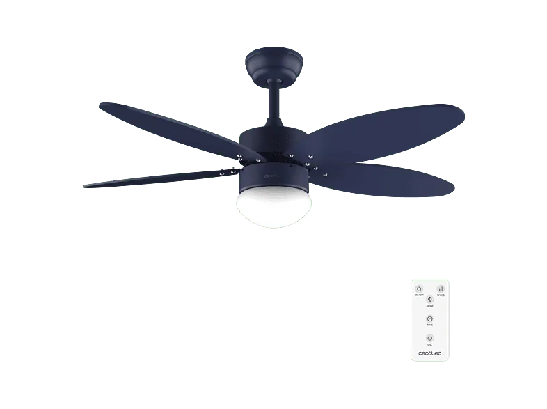 Ventilador de techo - Cecotec EnergySilence Aero 4260 Full Purple, luz LED, Mando, 6 velocidades, 5 aspas reversibles, Temporizador 8h, Púrpura