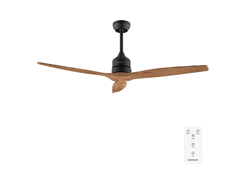 Ventilador de techo - Cecotec EnergySilence Aero 5270 DarkWood, 132 cm, 40 W, Motor DC, Doble altura, Mando a distancia, 6 velocidades, Marrón