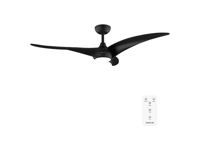 Ventilador de techo - Cecotec EnergySilence Aero 5295 Black, Motor DC 40 W, Luz LED 18 3 tonalidades, Mando a distancia, 6 velocidades, Negro