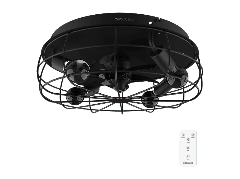 Ventilador de techo - Cecotec EnergySilence LampAero 600 Iron Design, Motor DC, Luz LED 3 tonos, Mando a distancia, Temporizador, Negro (imagen 1 de 3)