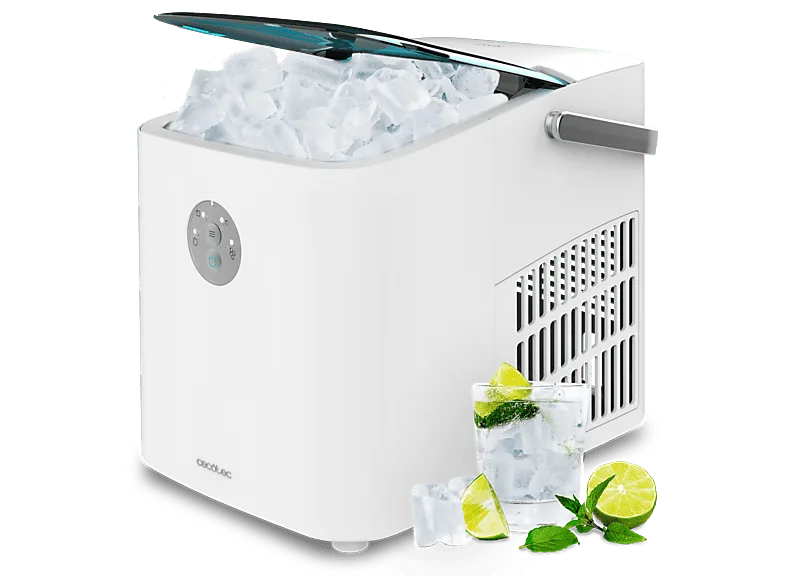 Máquina de hielo - Cecotec Chillin’ Ice 1200 Go, 120 W, 12 kg/24h, Autolimpieza, Asa transporte, Lista en 8 min, Blanco