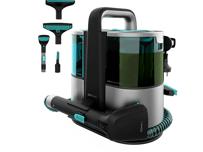 Aspirador de mano - Cecotec Conga 4000 Carpet&Spot Clean XL Advance, Potencia 600 W, 14 kPa, Pulverizador agua, 3 boquillas succión, Grey