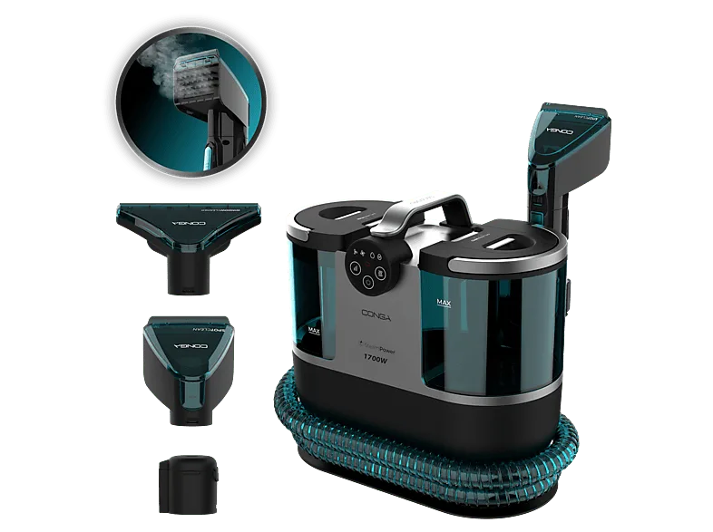 Aspirador de tapicerías - Cecotec Conga 7000 Carpet&Spot Clean Steam XXL, 1700 W, Radio hasta 7 m, Limpia tapicerías, Azul y Negro