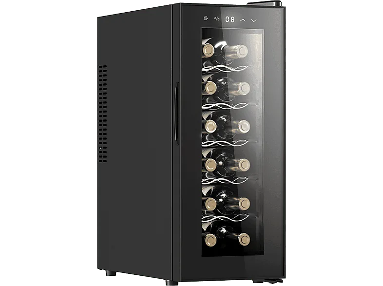Vinoteca - Cecotec Bolero GrandSommelier 1250 CoolCrystal, Termoeléctrico, Capacidad 12 botellas, Temperatura regulable, Luz LED interior, Black