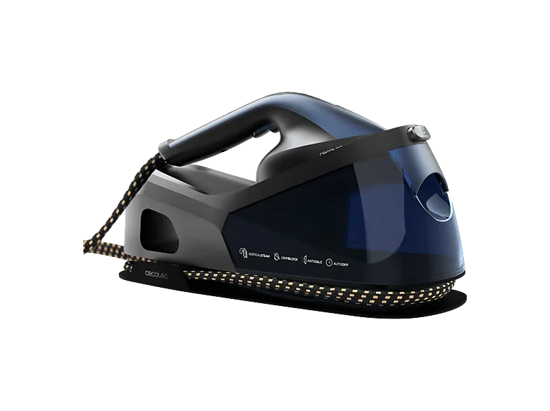 Centro de planchado - Cecotec IronHero V-2400 Station, 2400 W, 370 g/min, Suela Turbo Slide con revestimiento cerámico, Azul/Negro