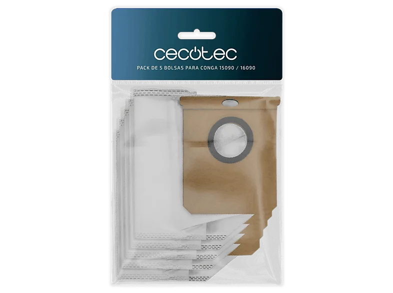 Bolsas de aspirador - Cecotec Pack 5 bolsas para Conga 15090 / 16090, Compatible con robots aspiradores Conga, Multicolor