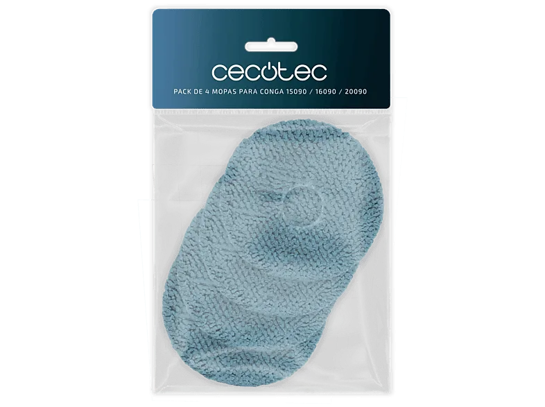 Accesorio aspirador - Cecotec Pack de 4 Mopas para Conga, 15090 / 16090 20090, Compatible con robots aspiradores Multicolor