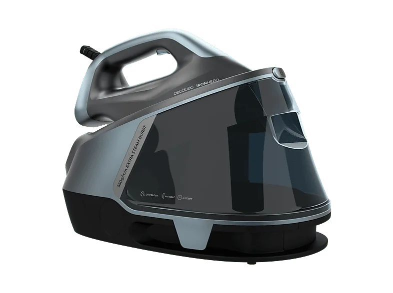 Centro de planchado - Cecotec IronHero H-2800 Professional Station, 2800 W, Suela cerámica, 150 g/min, Golpe 550 Azul
